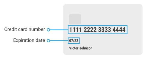 Credit card number